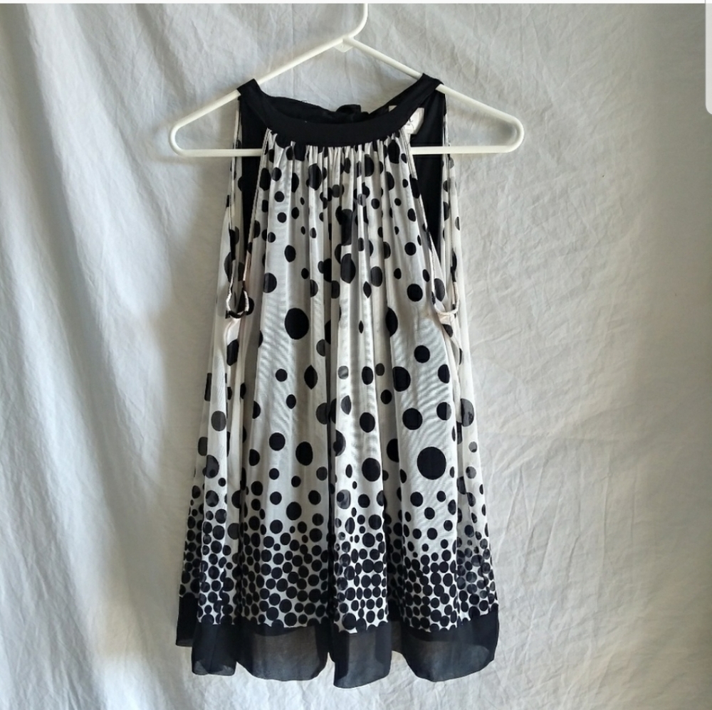 COPY - ECI sleevless Polka dot nylon lined top bl…